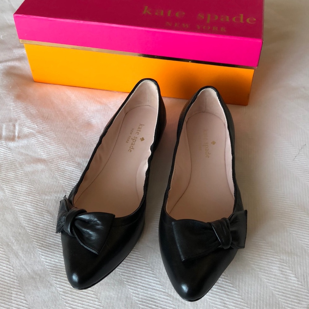 Kate Spade black leather flats, 7.5 “Suki”